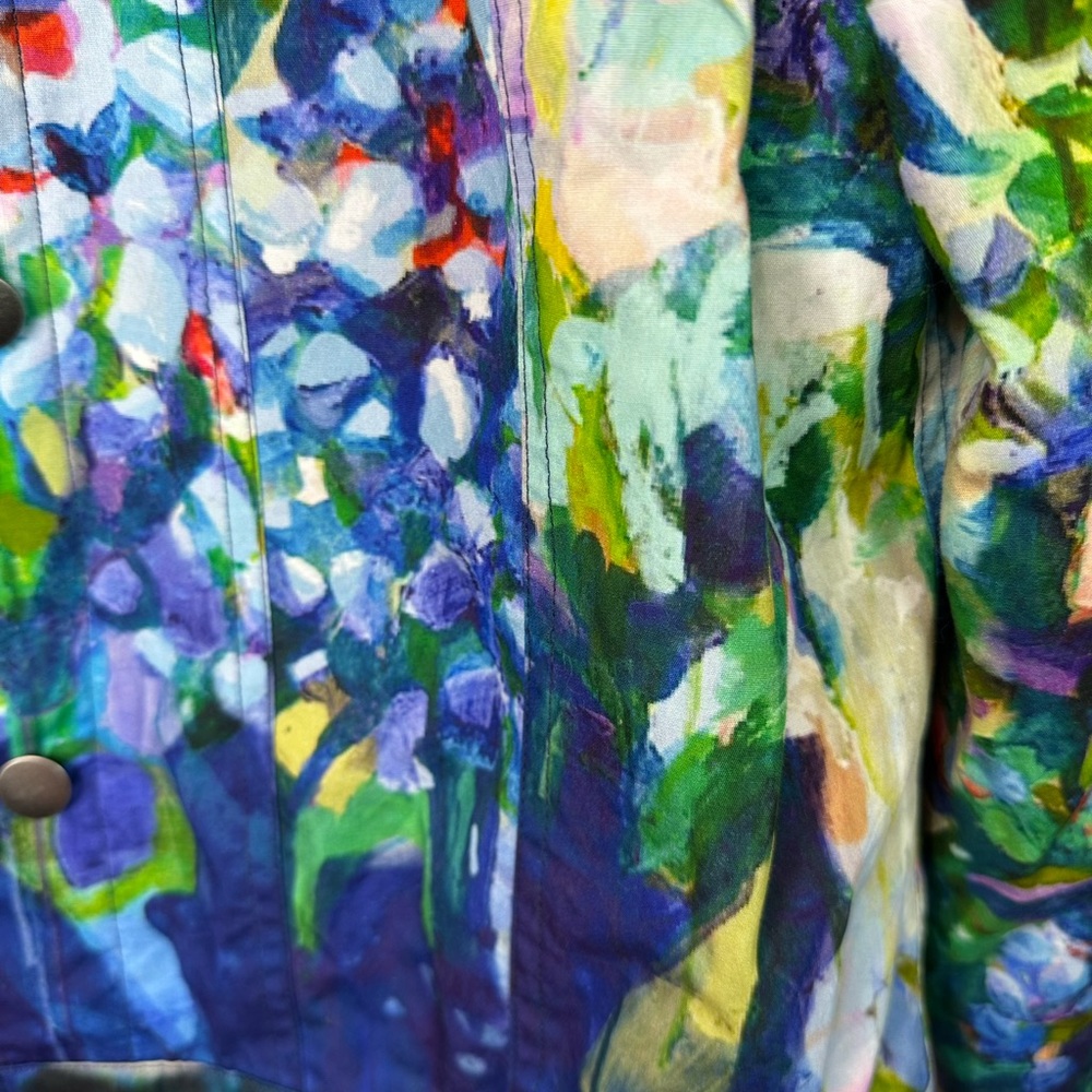 Claire Desjardins Abstract Floral Print Women's Jacket in Blue and Green - Picture 4 of 7